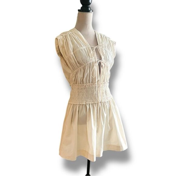 Pinkfilosofy Vidal Mini Dress in Ecru Cream, Size Large - Picture 4 of 10